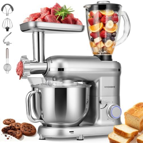 Silver 3-in-1 6-quart tilt-head mixer