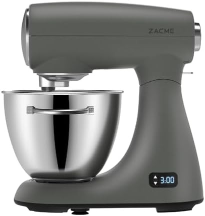 5.5 quart tilt-head metal food mixer in grey