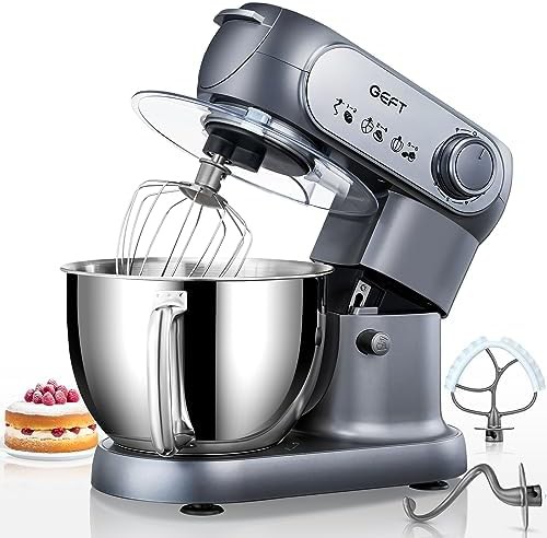 Gray six quart kitchen stand mixer