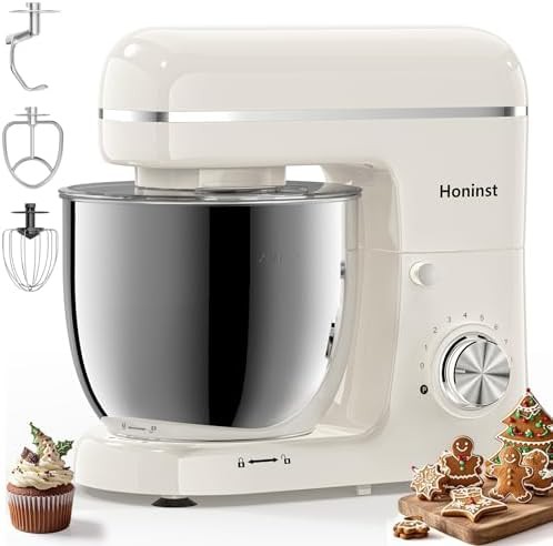Honinst 6.5qt beige tilt-head food mixer