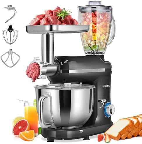 Black 3-in-1 6-quart tilt-head mixer