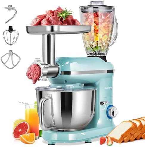 Blue 3-in-1 6-quart tilt-head mixer