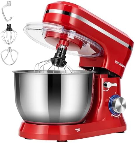 Red 4.75-quart electric food mixer