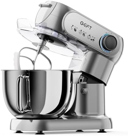 Gray stand mixer with two bowls