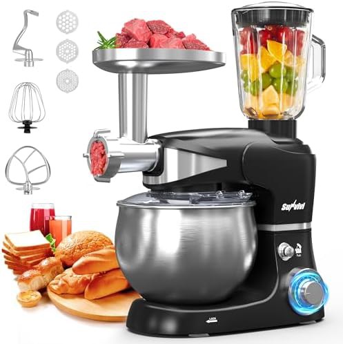 Multifunctional tilt head mixer with attachments