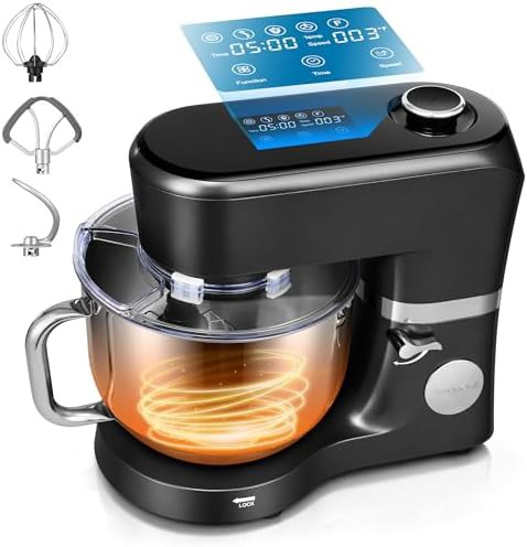 Black 6-quart stand mixer with dough proofing