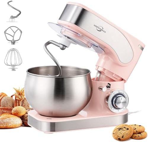 Pink electric 5.3 quart tilt-head mixer