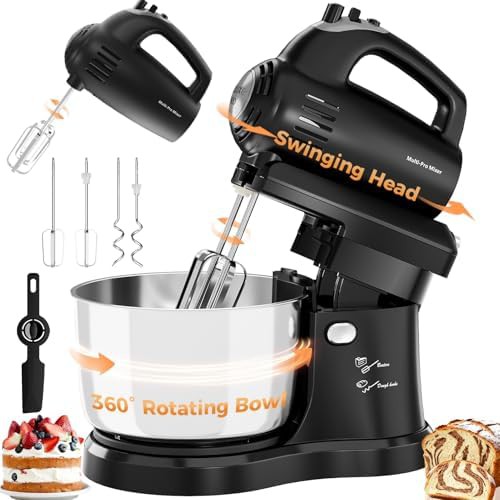 Black 3.2 quart mixer with rotating bowl