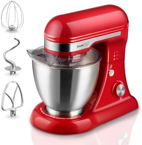 Red twelve speed electric stand mixer