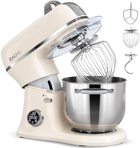 7 quart tilt-head stand mixer in cream color