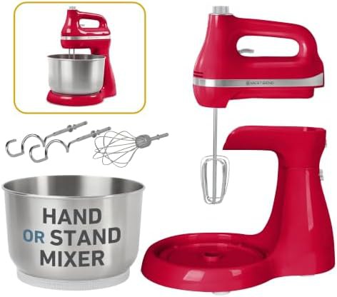 Red two in one hand and stand mixer