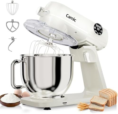 Large White Metal Mixer with Digital Timer